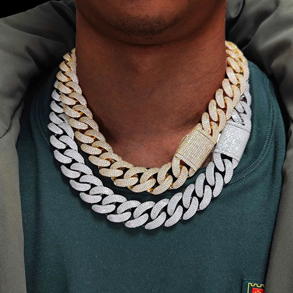 Iced Out Cuban Necklace Stainless Steel 20MM 4-Row