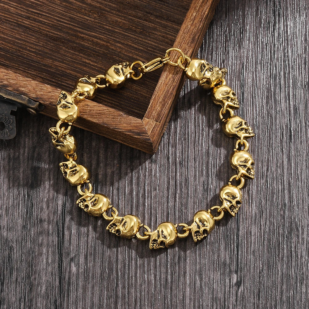 Fashion Punk Retro Skull Bracelet Gothic Dark Style Bold and Versatile Unisex Halloween Wristband