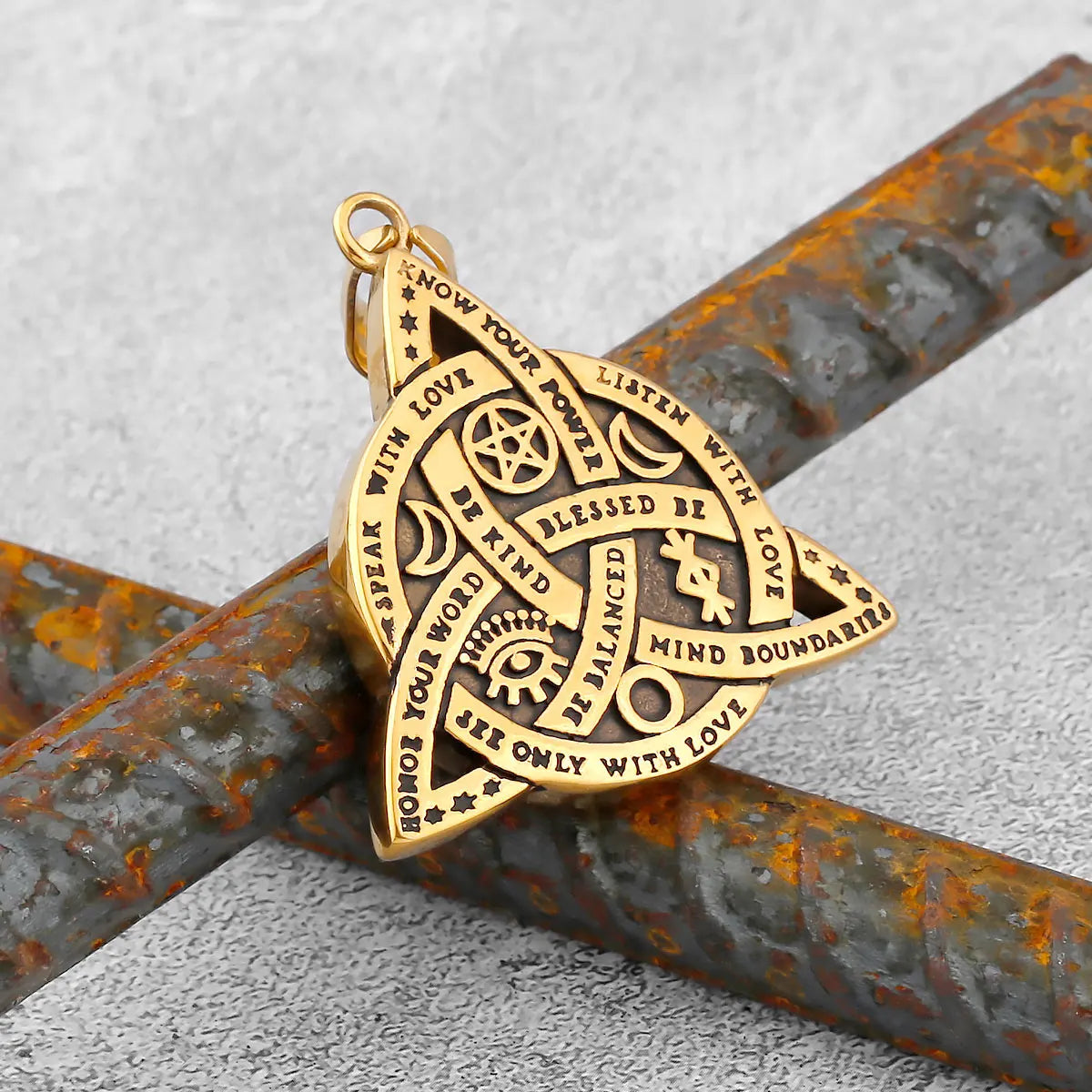 Viking Witch Celtic Knot Pendant Necklace Rune Stainless Steel Men Chain Odin Gothic Necklace Protection Amulet Jewelry