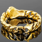 15MM Vacuum Plating Gold Color Men's Cuban Link Chain Bracelet Punk 316L Stainless Steel Boxing Gloves Style Bracelet
