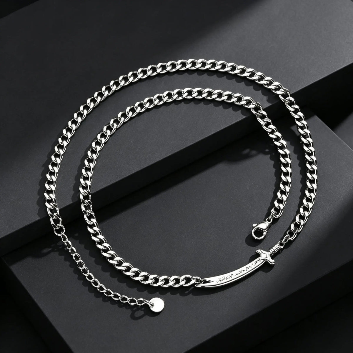 Zulfiqar Sword Pendant Necklace for Men, Stainless Steel Imam Ali Sword Necklace Bracelet, Islamic Religious Faith