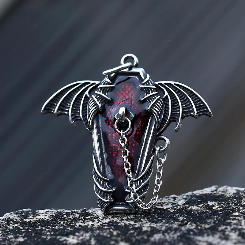 Gothic Bat Stainless Steel Pendant Necklace