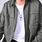Vintage Stainless Steel Cross Jesus Necklace Pendant Men Women Religious Catholic Cross Necklace Chain Amulet Jewelry Gift