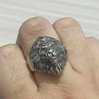 Hip Hop Gold Color Lion Head Ring Stainless Steel Big Large Animal Lion Finger Rings For Men Boys Punk Rapper Jewelry