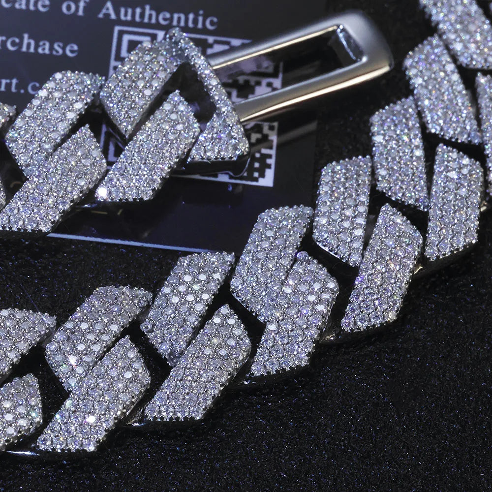 925 Silver Cuban Moissanite Bracelet VVS 15MM