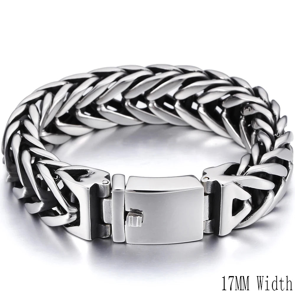 Heavy Stainless Steel Cross Bracelet for Man 23CM Long 13MM Wide Bicycle Chain Men's Bracelets Accessories Vintage