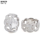 LYEE CYEE Hip Hop Full Pave Chain Wedding Ring R9029! 925 Silver & Moissanite, Dazzling Band for Men & Women, Luxury