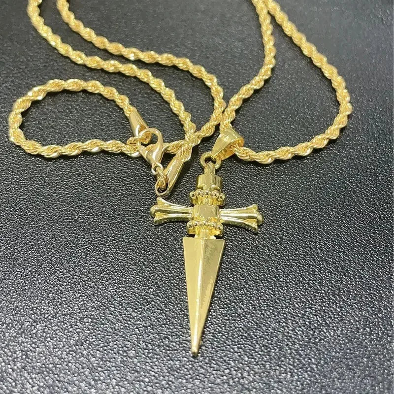 Punk Cross Pendant Necklace for Men — Stainless Steel Chain