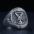 Gothic Lucifer Seal Signet Ring — Stainless Steel
