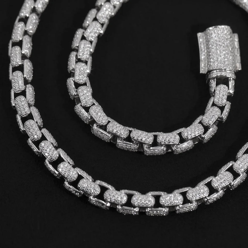 Iced Out Bling Zircon Pave Reptile Snake Chain CZ Miami Box Clasp Cuban Link Chain Necklace Hip Hop Fashion Men Jewelry
