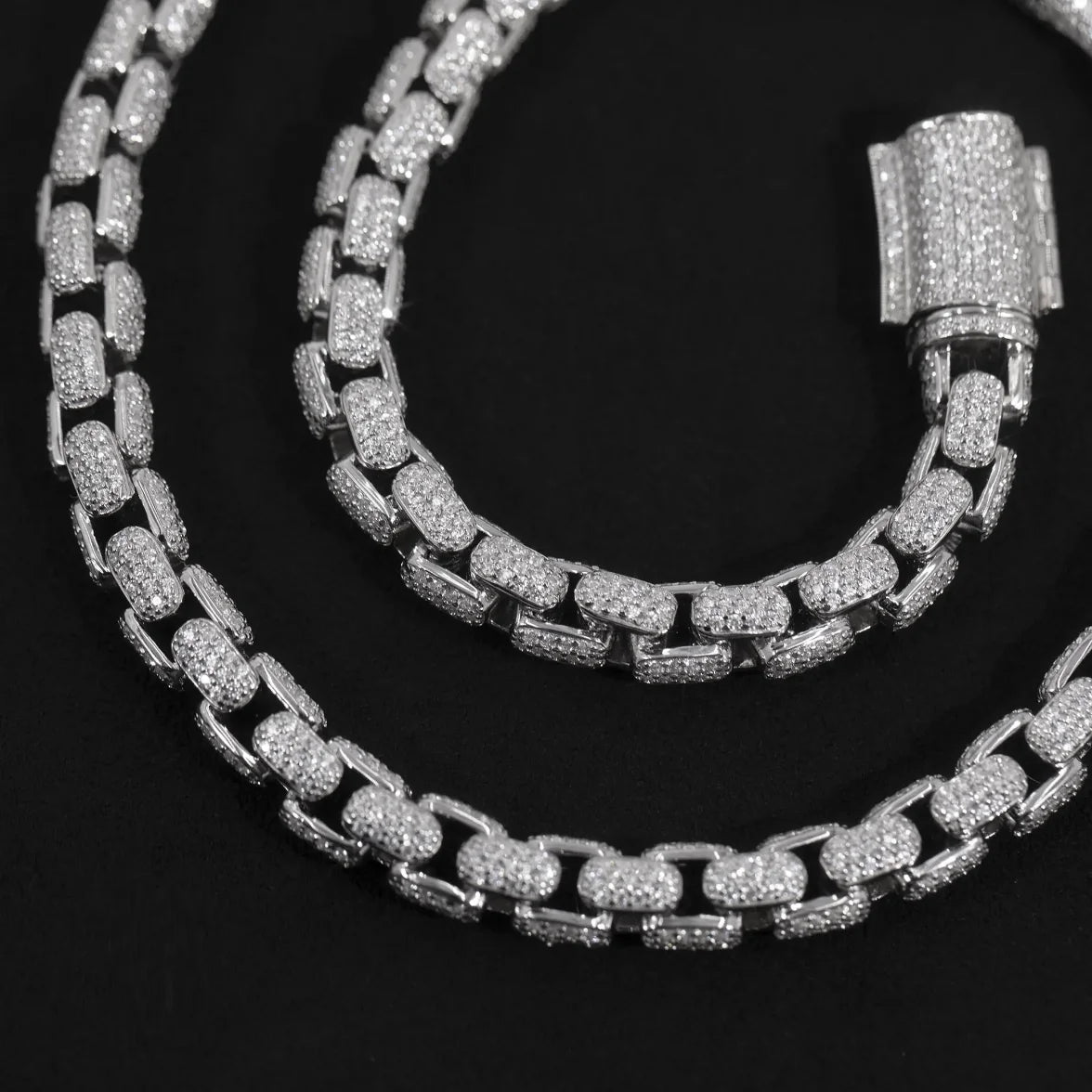 Iced Out Bling Zircon Pave Reptile Snake Chain CZ Miami Box Clasp Cuban Link Chain Necklace Hip Hop Fashion Men Jewelry