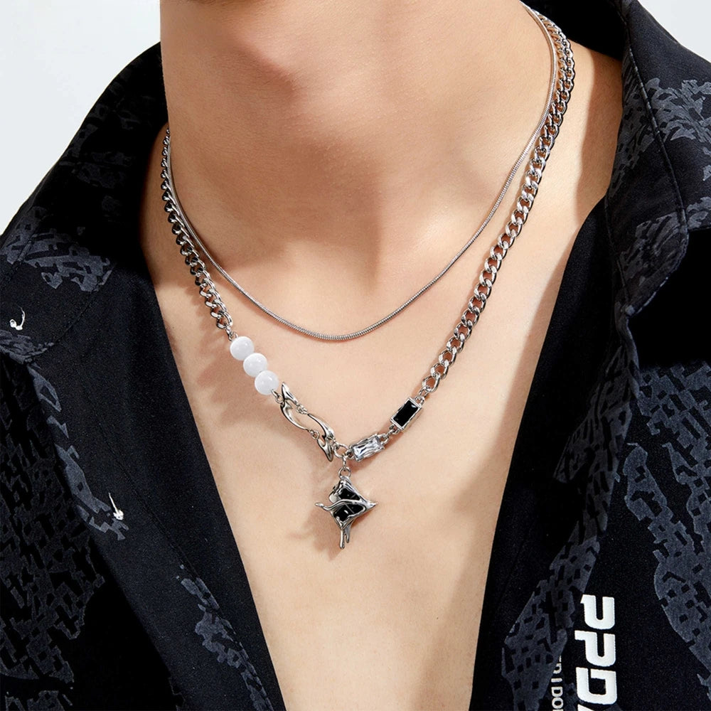 Hip Hop Melting Star Pendant for Man Woman Original Design Non Fading Titanium Steel Lock Chain New Couple Jewelry Kpop