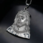 Iced Out Jesus Head Pendant — Stainless Steel