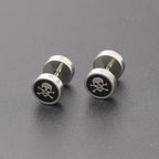 Edgy Gothic Skull Screw Back Stud Earrings Stainless Steel Non Tarnish Unisex Statement Jewelry