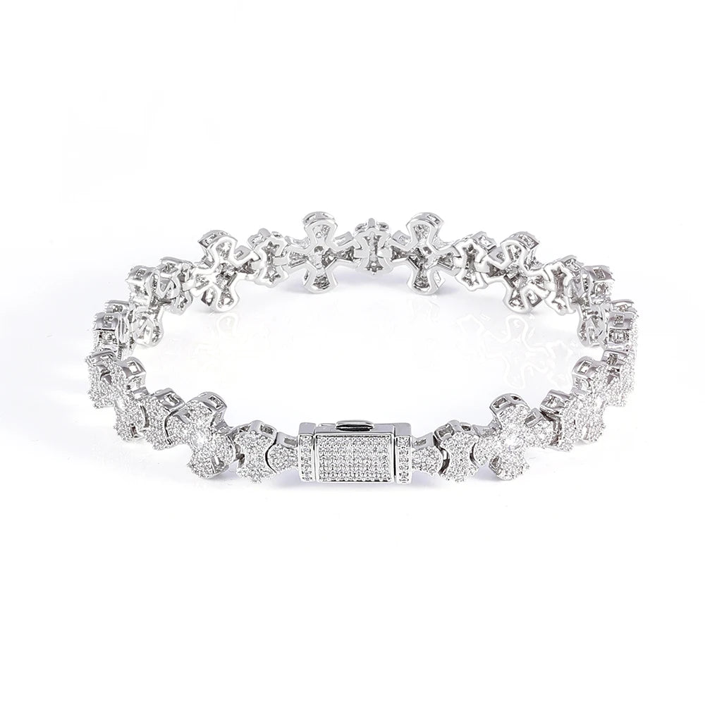 Iced Out Cross Bracelet Stainless Steel 12MM