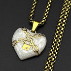 Punk Rock Lock Heart Pendant Necklace For Men Stainless Steel Cool Hip Hop Street Vintage Goth Accessories Trendy Chain Jewelry