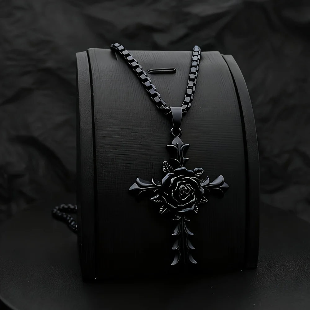 3PCS Cross Necklace Bracelet Ring Set — Two-Tone