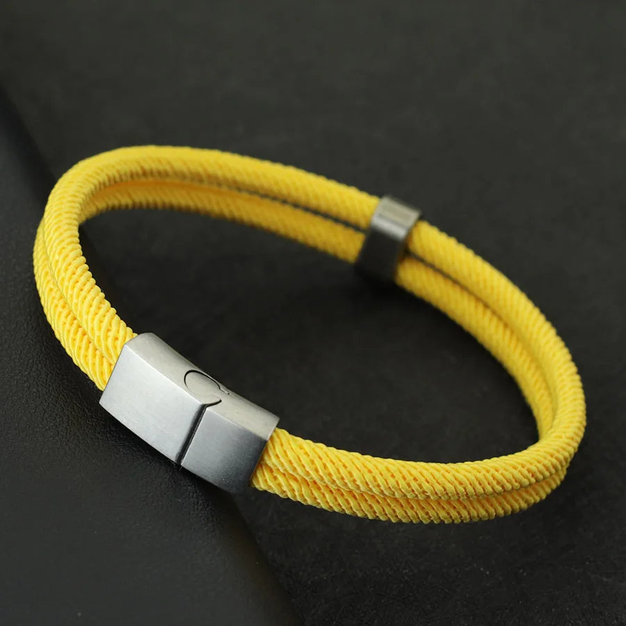 Fashion Men Bracelet Stainless Steel Magent Buckle Wrap Braclet Bangle Pulseria Hombre Beach Nautical Rope Braslet
