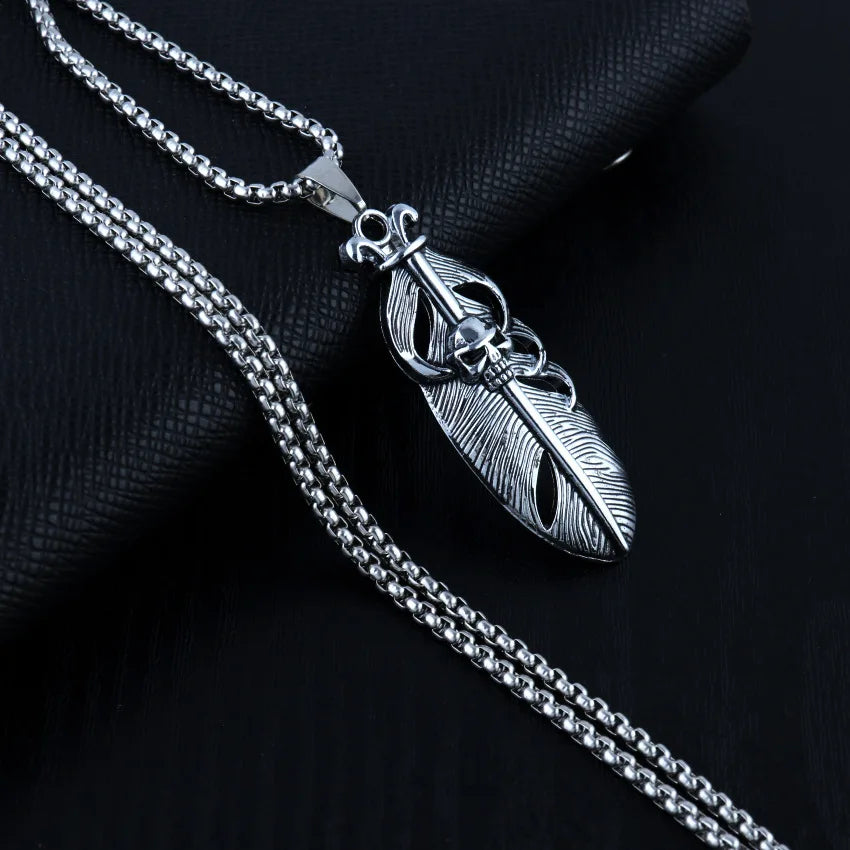 Skull Steel Pendant Japanese Korean Versatile