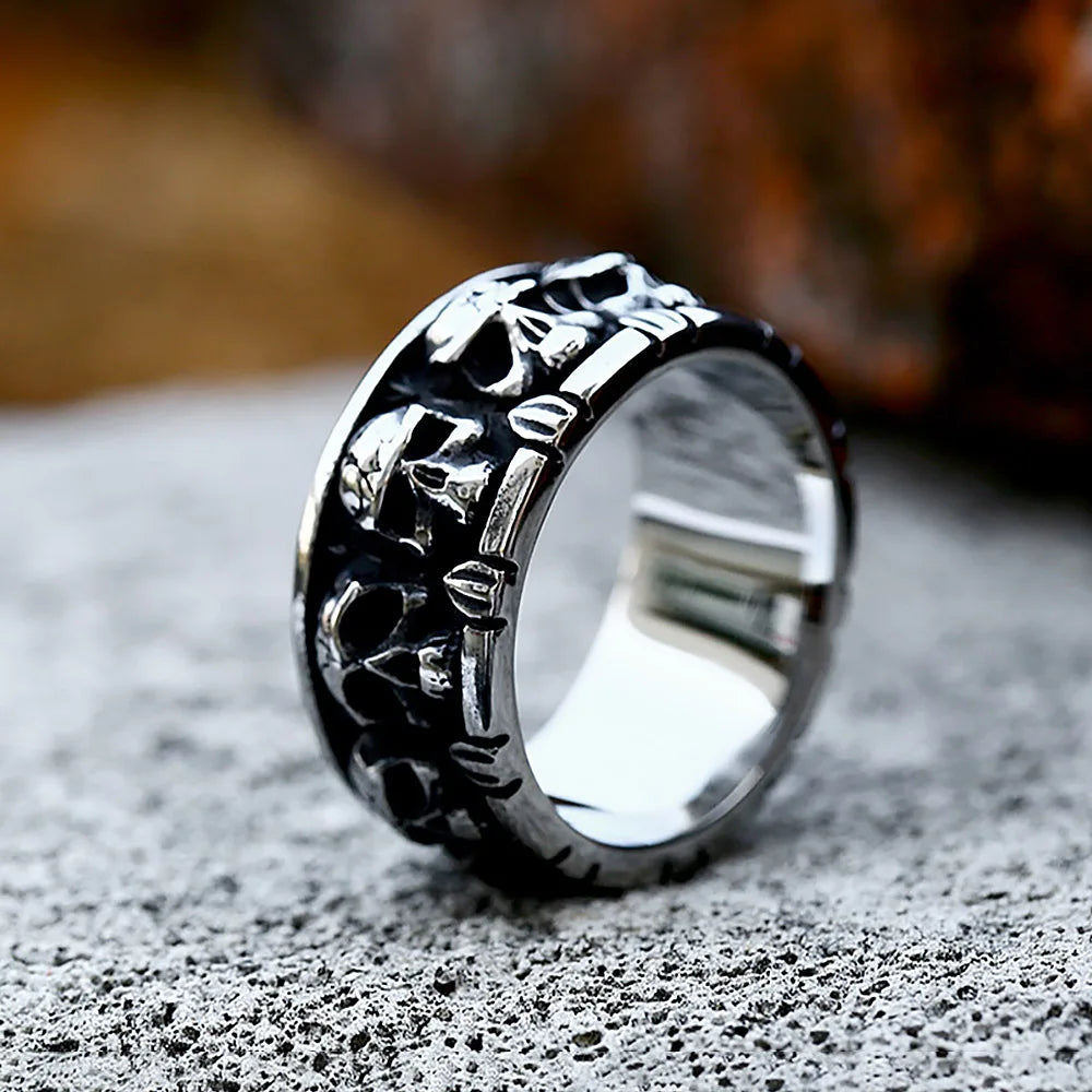 New Gothic 316L Stainless Steel Skull Ring Punk Hip Hop Fashion Skeleton Rings For Men Women Unique Biker Jewelry Halloween Gift