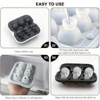 Skull Ice Ball Mold Silicone 3D Flexible Ice Cube Trays BPA Free Ice Trays For Freezer Horror Skull Head Cocktail Ice