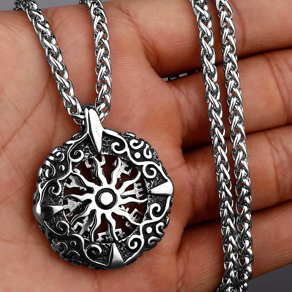 Viking Rune Hollow Amulet Pendant — Stainless Steel