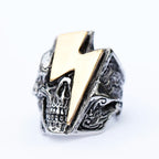 2022 New Stainless Steel Lightning Skull Ring For Men Punk Rock Gothic Punk Metal Rock Biker Jewelry Accessories