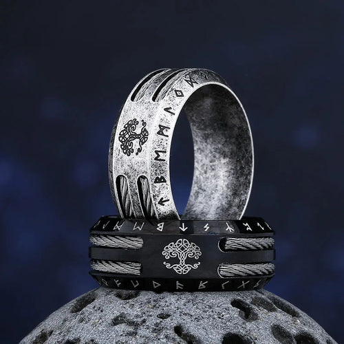 2024 NEW Men's 316L stainless-steel rings retro Odin Viking rune for teen RING Amulet fashion Jewelry Gift Valentine's