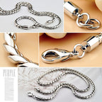 Snake Chain Pendant Necklace — Silver-Tone, 4mm
