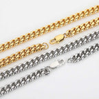 Gold Stainless Steel Cuban Chain Necklace 4-8MM