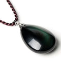 Black Natural Obsidian Water Drop Pendants Rope Necklaces Lucky for Men Women Safety Amulet Stone Jewelry