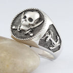 Skull Pirate Anchor Ring — 925 Silver