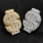 Gold Iced Out Money Sign Ring Statement