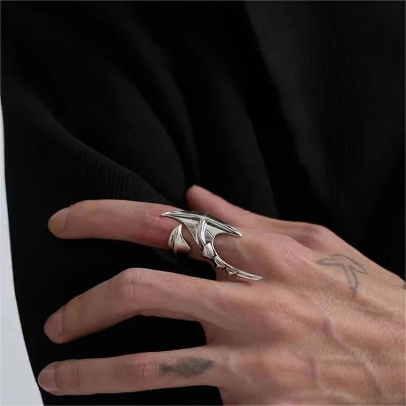 Gothic Wing Irregular Cyberpunk Alien Finger Ring