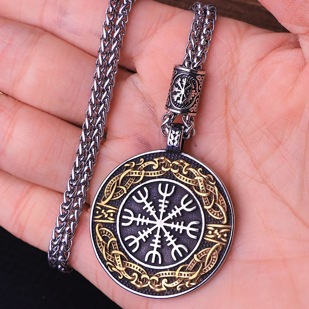 Viking Vegvisir Compass Pendant — Stainless Steel
