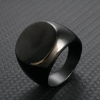 Stainless Steel High Polished Gold Plated Round Smooth Blank Signet Ring for Men Women Fast and Furious Ring Jewelry