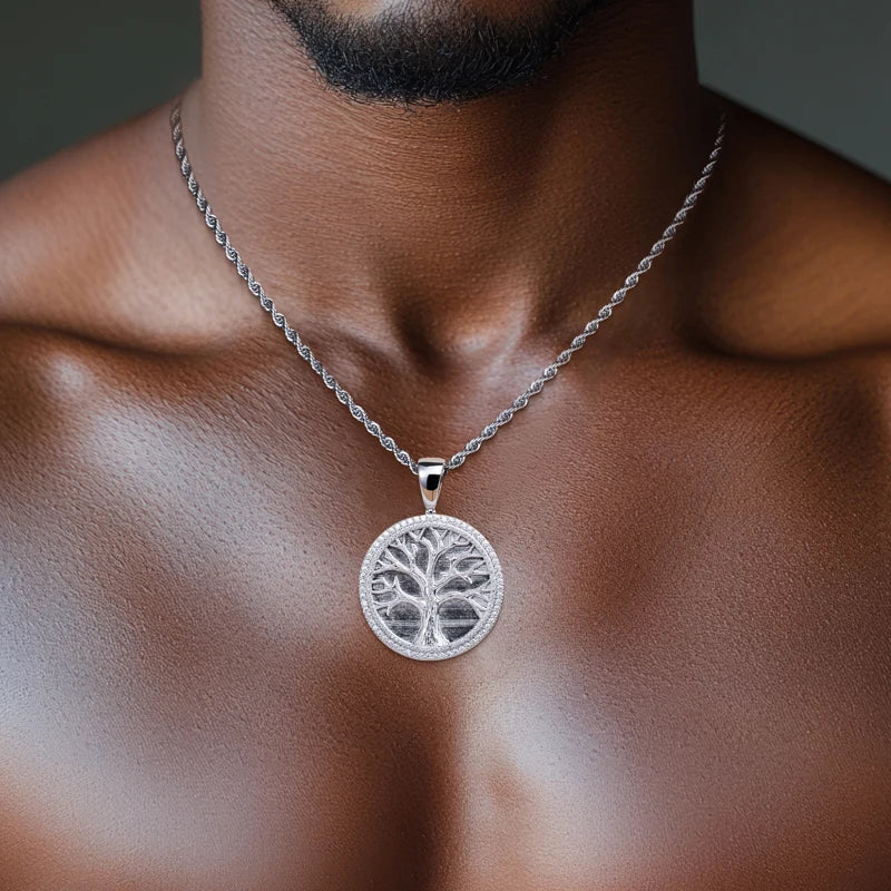 Iced Out Tree of Life Pendant — 14K Gold