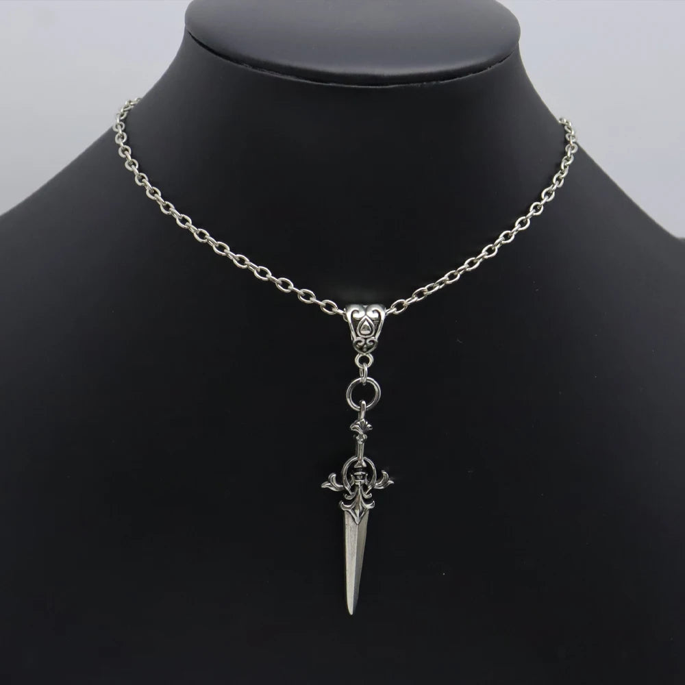 Gothic Medieval Sword Blade Pendant Necklace — Zinc Alloy