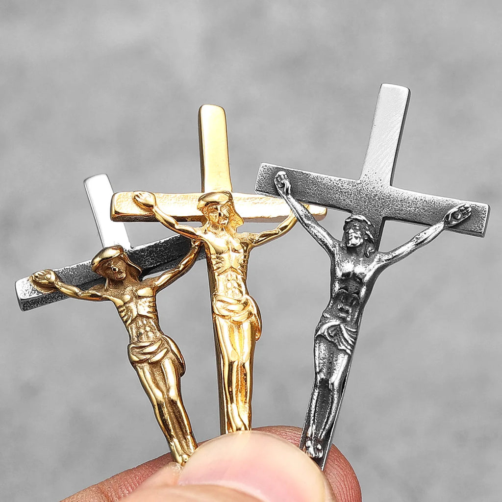 Jesus Cross Amulet Necklace — Stainless Steel