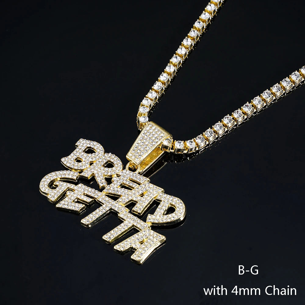 Cuban Chain Letter Pendant Necklace — Zinc Alloy
