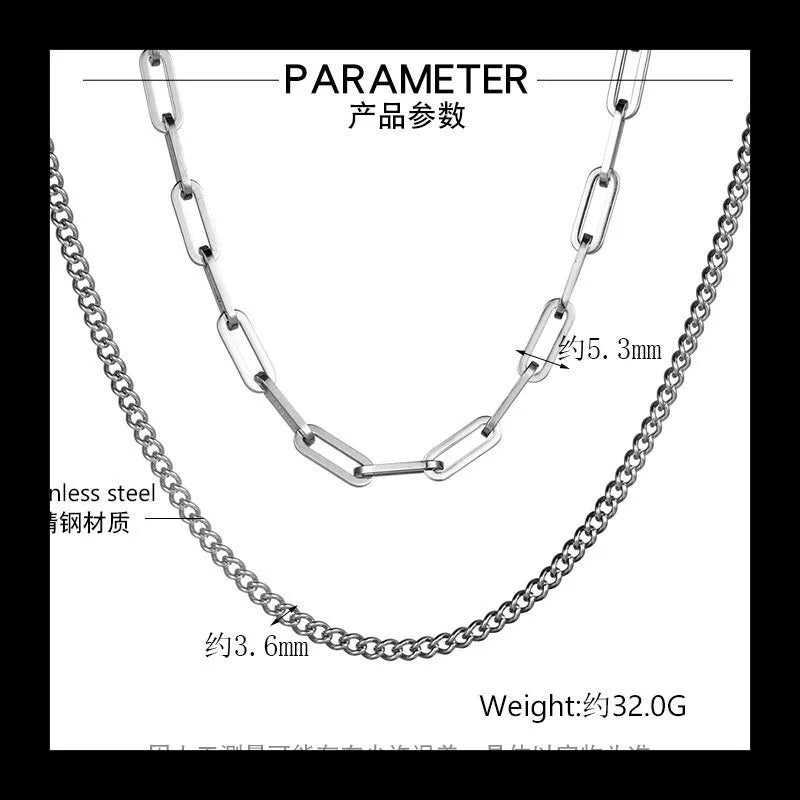 Double Layer Stacked Necklace — Stainless