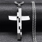 Male Punk Cross Pendant Necklace for Women Men Stainless Steel Gold Color Jesus Chain Biker Boyfriend Gift Jewelry