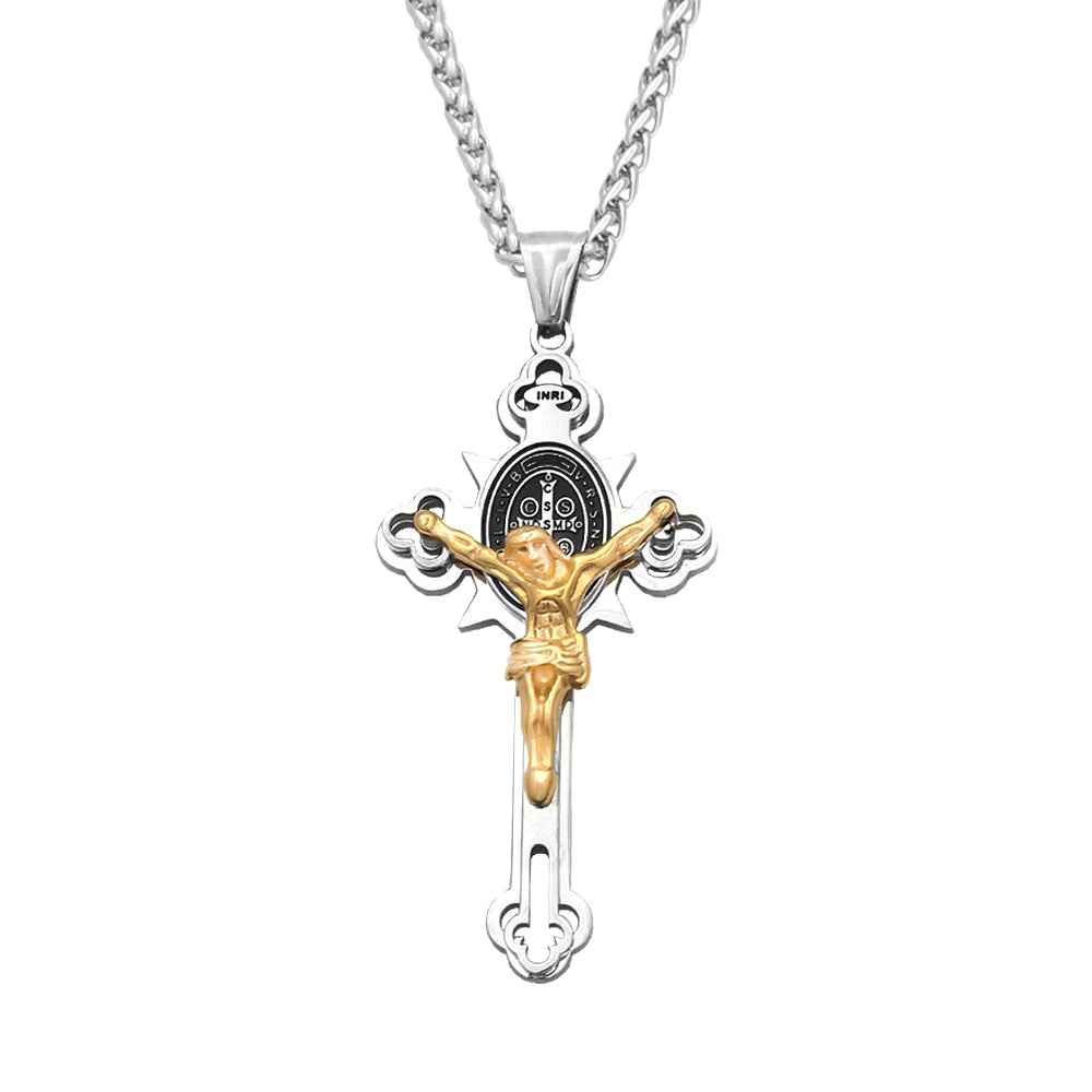 Vintage Jesus Cross Pendant — 316L Stainless Steel