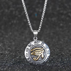 Stainless Steel Ancient Egypt Eye of Horus Pendant Necklace Vintage Egyptian Pharaoh Amulet Rune Men's Necklace Jewelry