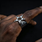 LENNIK "Nyota" Star Ring Adjustable S925 Wrapped Gothic Punk Edgy Jewelry for Men Women Retro Accessories Unisex