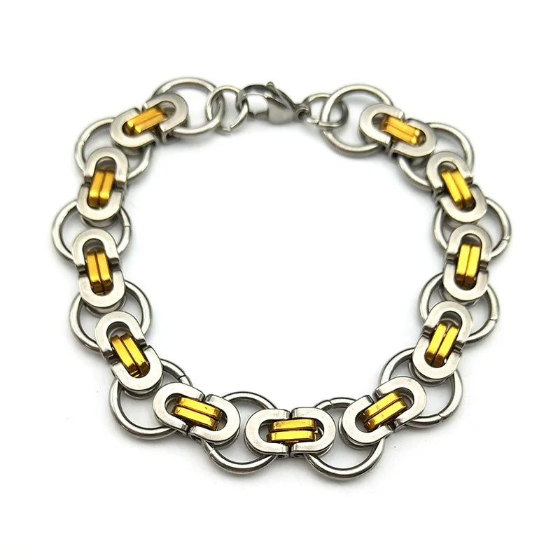 Hiphop Byzantine Round Link Chain Necklace for Women Men Gold Color Stainless Steel Male Thick Chains Jewelry collar
