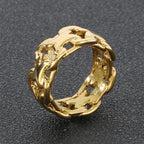 New Fashion Stainless Steel Gloosy X-shaped Hollow Ring for Men