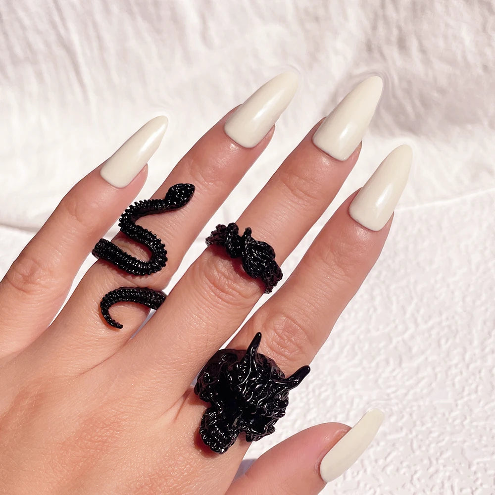 New Design Skull Crow Skull Ring Woodpecker Bird Men's Ring Punk Stylish Jewelry