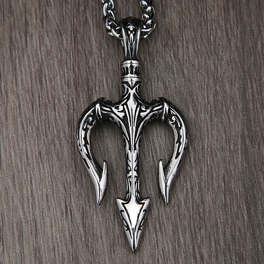 Greek Myth Steel Pendant Vintage Mythology Trident