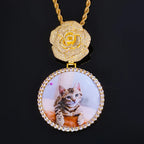 Statement Photo Pendant Necklace Rose Medallion